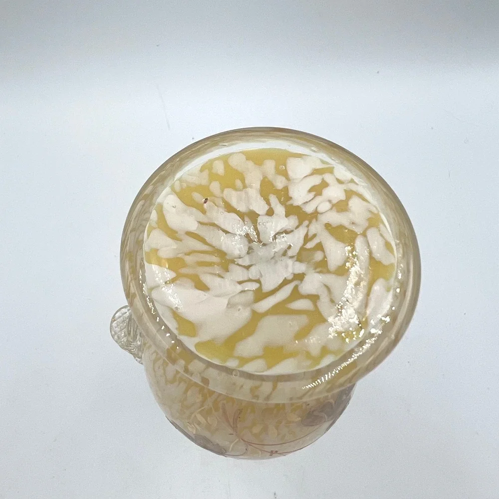 Antique Czech Welz Ruckl Tomschick Spatter Glass Vase w/ Enamel‎ & Rigaree